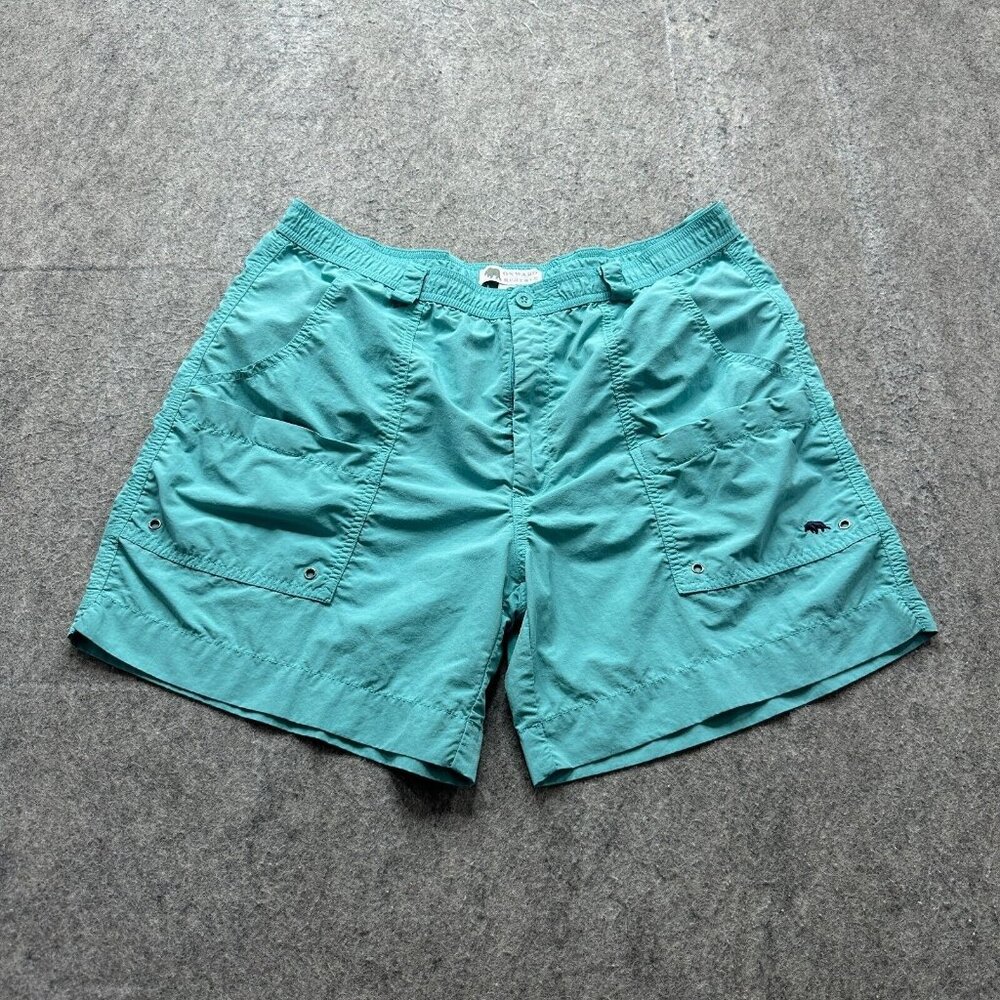 Onward Reserve Cargo Shorts Men M Blue Turquoise Nylon Elastic 6" Fishing Swim